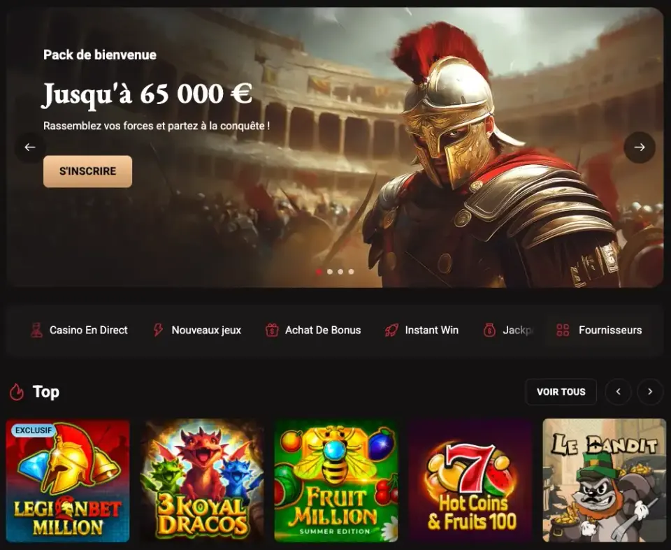 Écran Legionbet Casino