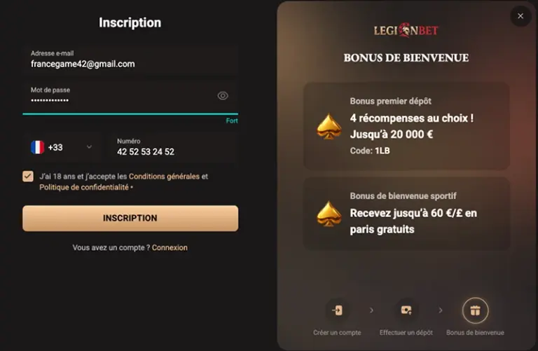 Inscription Legionbet Casino